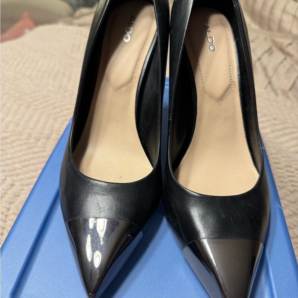 ALDO Black and Silver Heels